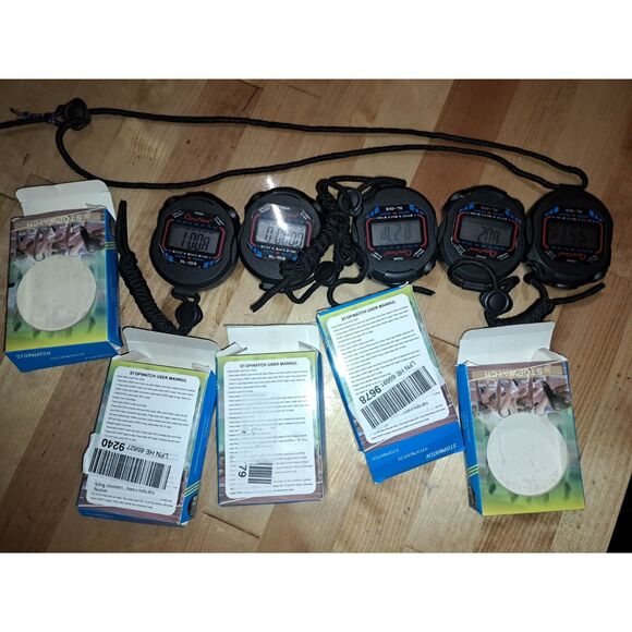 5 PCS SET Digital Stopwatch Sports Counter Chronograph Date Timer Odometer Watch - Picture 3 of 5